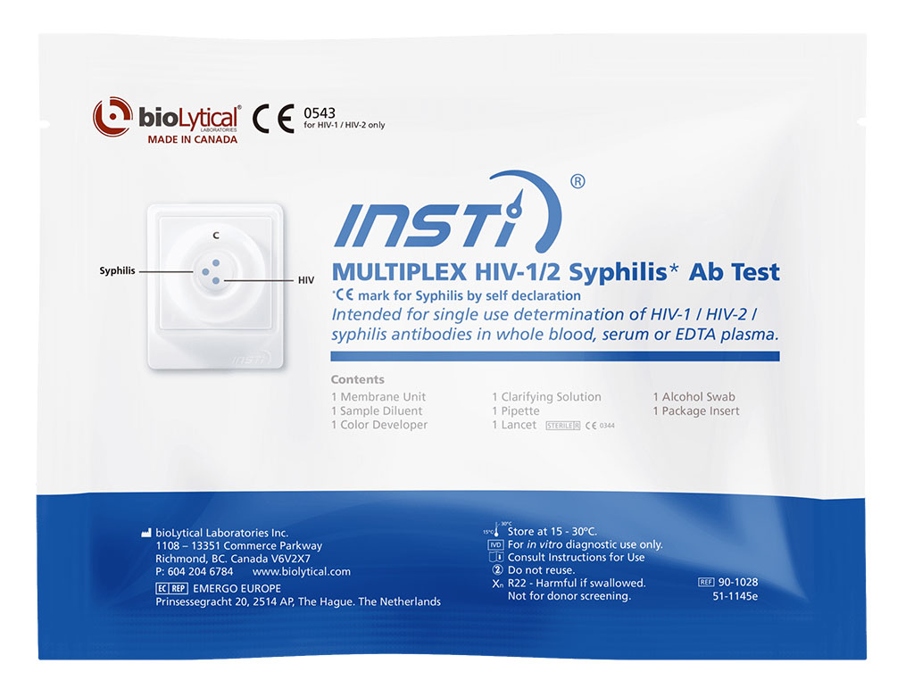 Image: INSTI Multiplex HIV-1/2 Syphilis Antibody Test provides results for two infections with only one sample (Photo courtesy of bioLytical)