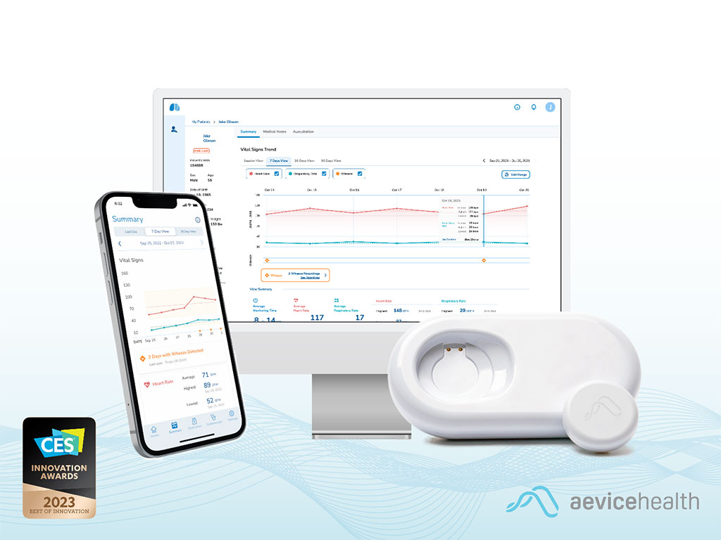 Image: The wearable stethoscope enables continuous, connected care (Photo courtesy of Aevice Health)