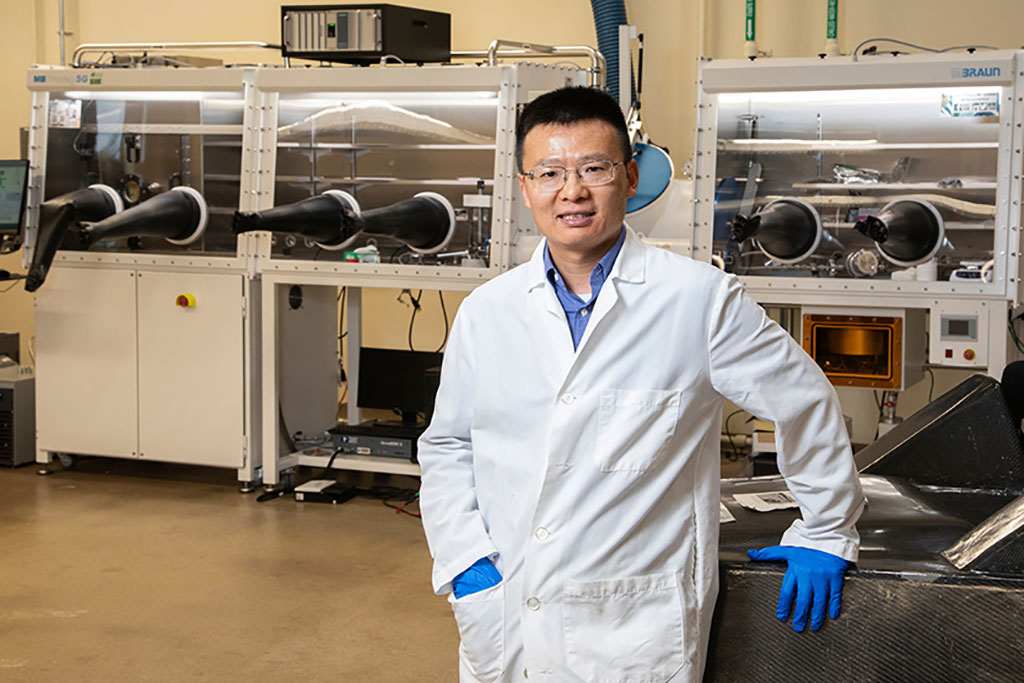 Image: Associate professor Zhibin Yu is developing stretchable photodiodes (Photo courtesy of Florida State University)