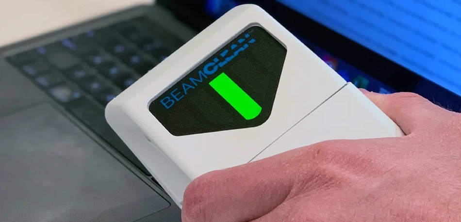 Image: The portable, handheld BeamClean technology inactivates pathogens on commonly touched surfaces in seconds (Photo courtesy of Freestyle Partners)
