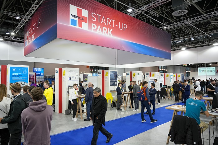 Image: The MEDICA START-UP PARK is the meeting place for networking for and with the creative start-up scene (Photo courtesy of Constanze Tillmann/Messe Düsseldorf)