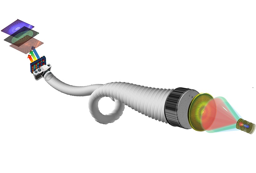 Image: An illustration of the endoscope lens system (Photo courtesy of Aamod Shanker/UW ECE)