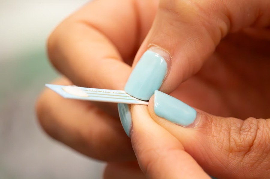 Image: A close-up of the hydrogel micro needle prototype (Photo courtesy of Angelica Marie Sanchez/University of Waterloo)