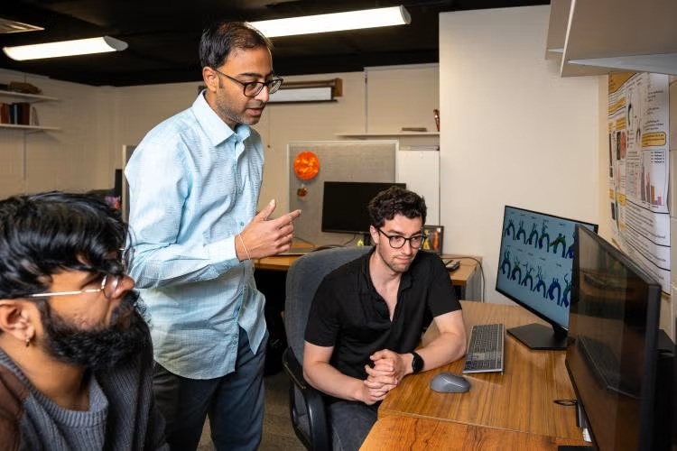 Image: The digital twins from this study are displayed on the screen at right (Photo courtesy of Patrick Campbell/CU Boulder)