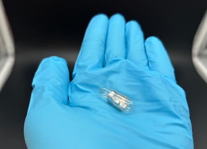 Image: The pill with an outer layer made from gelatin can report when it has been swallowed (Photo courtesy of Mehmet Say/MIT)