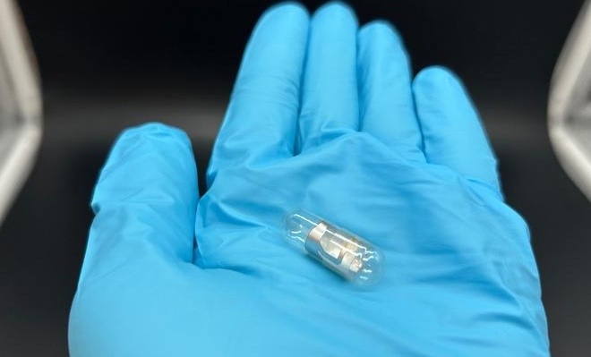 Image: The pill with an outer layer made from gelatin can report when it has been swallowed (Photo courtesy of Mehmet Say/MIT)