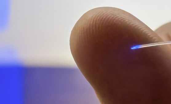 Image: The fiber in the brain implant is less than half a millimeter thick (Photo courtesy of Peter Aagaard Brixen)