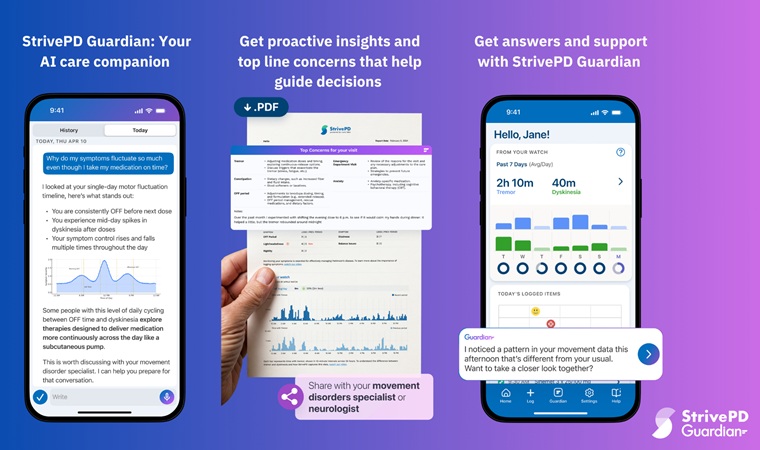 Image: Examples of StrivePD Guardian messages (photo courtesy of Rune Labs)