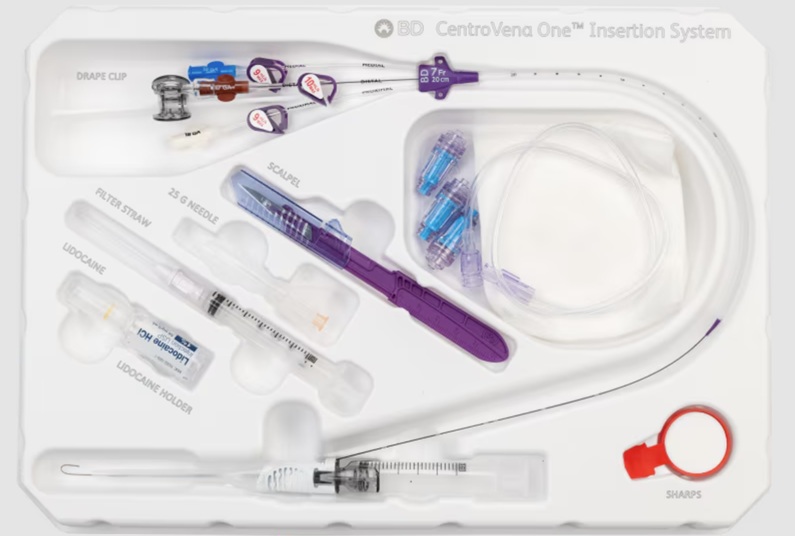 Image: The system integrates the guidewire, needle, syringe, and catheter into a single platform to simplify central line placement and reduce procedural complexity (Photo courtesy of BD)