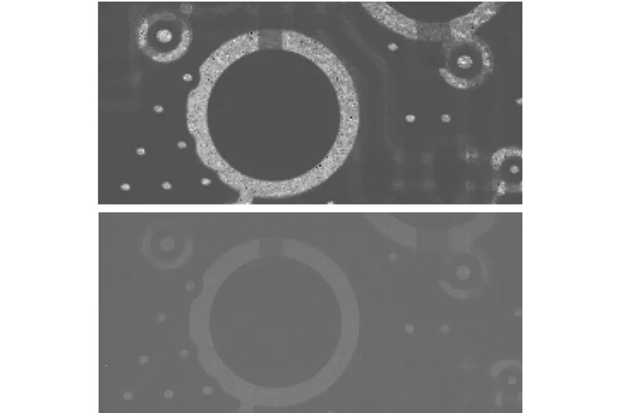 Image: Researchers have shown that it’s possible to take clear, high-resolution X-ray images using very little radiation. An image acquired using the new method (a) is compared with conventional radiology (b) under identical photon counts. (Photo courtesy of Tiqiao Xiao, Shanghai Advanced Research Institute, Chinese Academy of Sciences)