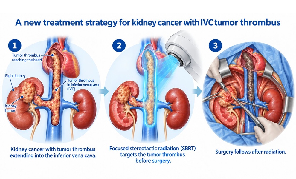 Image: A UTSW clinical trial studied a treatment strategy for kidney cancer with inferior vena cava tumor thrombus (IVC-TT) that used targeted radiation on the tumor thrombus followed by surgery to remove the kidney. (Photo courtesy of UT Southwestern)
