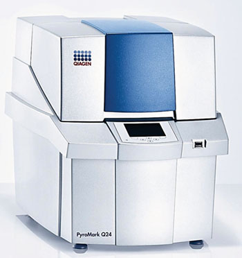 The PyroMark Q24 instrument uses pyrosequencing technology for real time, sequence-based detection and quantification of sequence variants and epigenetic methylation