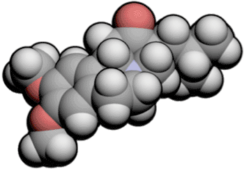 Image: Three-dimensional molecular space-fill model of tetrabenazine (TBZ) (Photo courtesy of Wikimedia Commons).