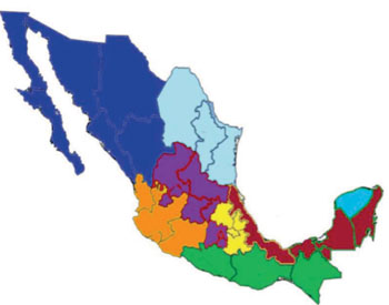 Image: Map of Mexico with Leishmania endemic regions studied shown in maroon coloring – from left to right the states: Veracruz, Tabasco, Campeche, and Quintana Roo (Photo courtesy of Prof. Monroy-Ostria A. et al., the Instituto Politecnico Nacional, and the journal Interdisciplinary Perspectives on Infectious Diseases).
