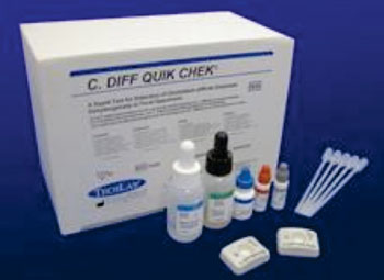 Image: The C.DIFF QUIK CHEK kit for the diagnosis of Clostridium difficile (Photo courtesy of TECHLAB).