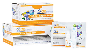 Image: The OnSite Chikungunya IgM Combo Rapid Test (Photo courtesy of CTK Biotech Inc.).