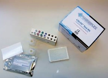 Image: The Colox test kit for the detection of colorectal cancer (Photo courtesy of Diagnoplex SA).