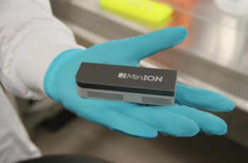 Image: Close up of the MinION nanopore sequencer (Photo courtesy of Dr. Andrew Kilianski, Edgewood Chemical Biological Center).