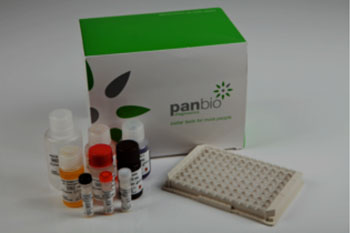 Image: An enzyme-linked immunosorbent (ELISA) kit used to detect elevated antibodies to dengue virus (serotypes 1-4) in patients with secondary infection (Photo courtesy of Panbio).