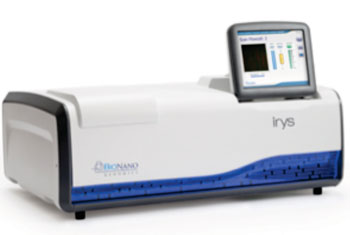Image: The automated, benchtop Irys instrument enables the genomic researcher to acquire high-resolution, multi-color images and conduct single-molecule analysis of long DNA molecules (Photo courtesy of BioNano Genomics).