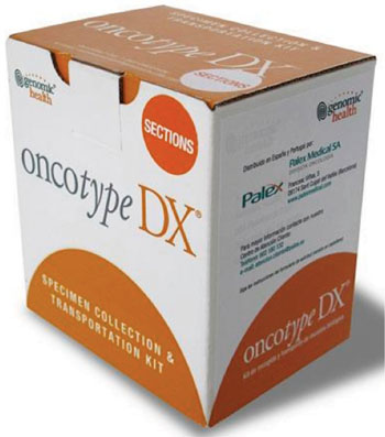 Image: The Oncotype DX specimen and collection kit for Breast Cancer Recurrence Score Assay (Photo courtesy of Genomic Health).