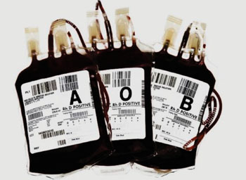 Image: Blood transfusion bags containing different blood types (Photo courtesy of Terinah DoBa).