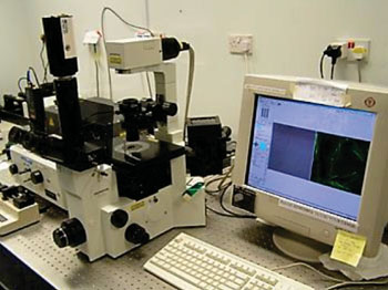 Image: The Olympus Fluoview confocal microscope (Photo courtesy of National University of Singapore).