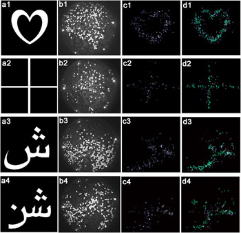 Image: Source, input images, shuffled, and reordered images using the optical brush (Photo courtesy of MIT Media lab).