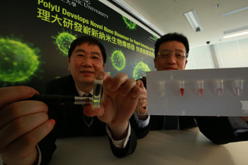 Image: A novel nano-biosensor has been developed for lower-cost, rapid virus detection based on upconversion luminescence resonance energy transfer (LRET) technology and DNA oligo hybridization. Testing takes only 2–3 hours, about 10x faster traditional clinical methods (Photo courtesy of the Hong Kong Polytechnic University).
