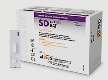 Image: The SD BIOLINE HAT prototype rapid diagnostic test for the detection of Trypanosoma brucei gambiense infection (Photo courtesy of Standard Diagnostics).