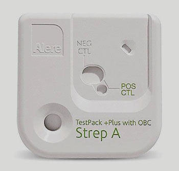 Image: The TestPack Strep A test is a simple rapid immunochromatographic assay for the qualitative detection of Group A Strep antigen from throat swabs (Photo courtesy of Alere).