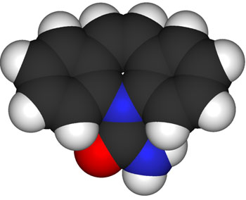Image: A space-filling model of the anticonvulsant drug carbamazepine (Photo courtesy of Wikimedia Commons).