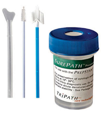 Image: The SurePath preservative fluid kit (Photo courtesy of Becton Dickinson and Company).
