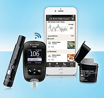 Image: The Accu-Chek Guide blood glucose meter monitoring system (Photo courtesy of Roche Diagnostics).