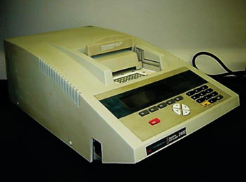 Image: The GeneAmp Polymerase Chain Reaction (PCR) System 2400 thermocycler (Photo courtesy of Perkin Elmer).