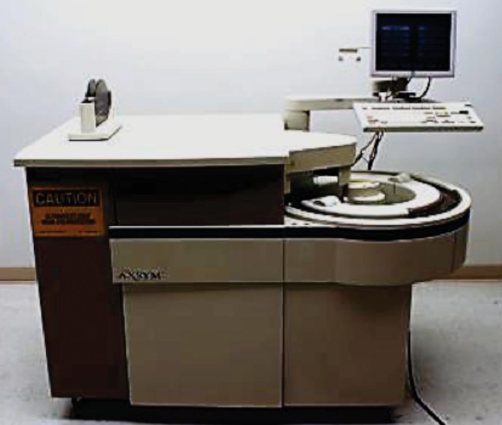 Image: The AxSYM automated immunoassay diagnostic analyzer system (Photo courtesy of Abbott Laboratories).