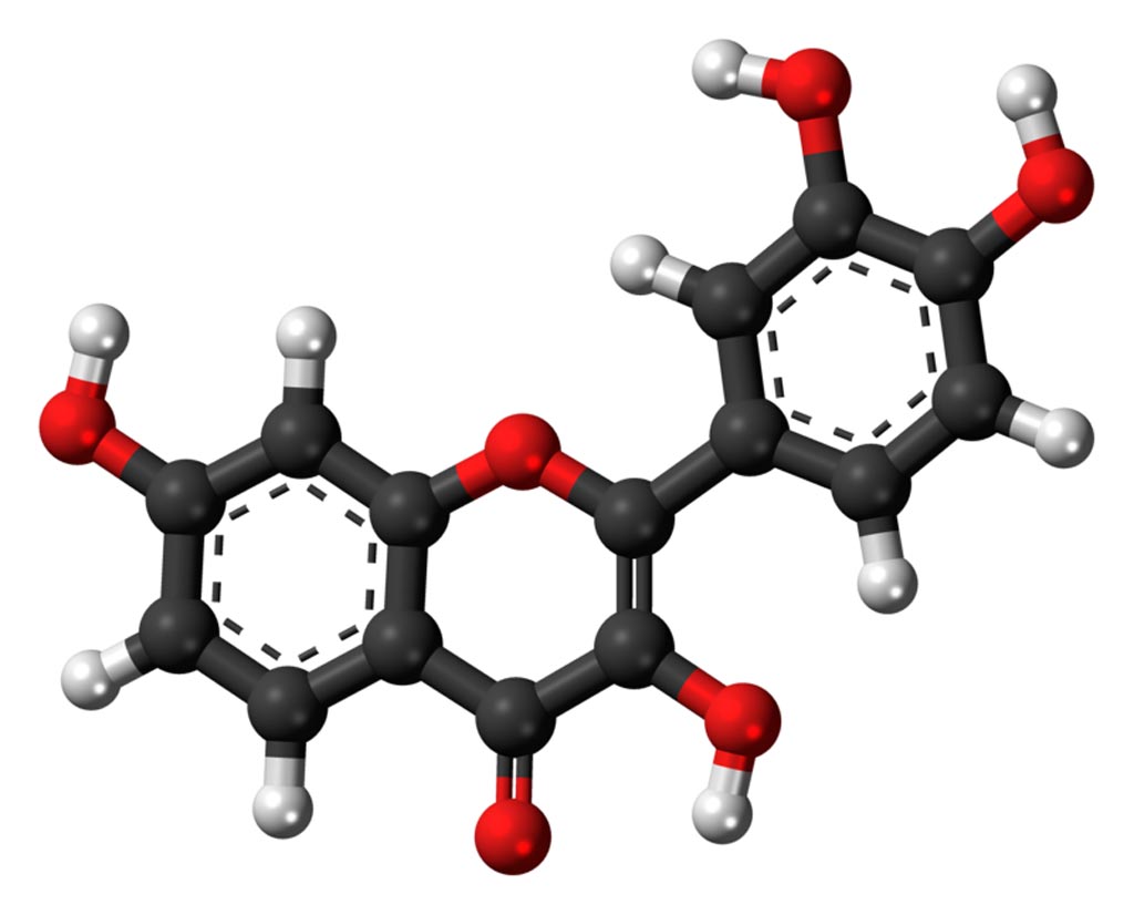 Image: A ball-and-stick model of the fisetin molecule (Photo courtesy of Wikimedia Commons).