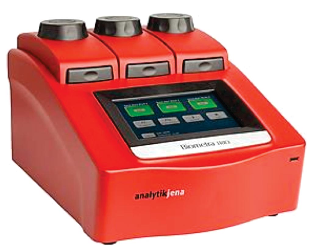 Image: The Professional Standard TRIO thermal cycler provides three independent 48 well blocks and heated lids in one housing (Photo courtesy of Biometra).