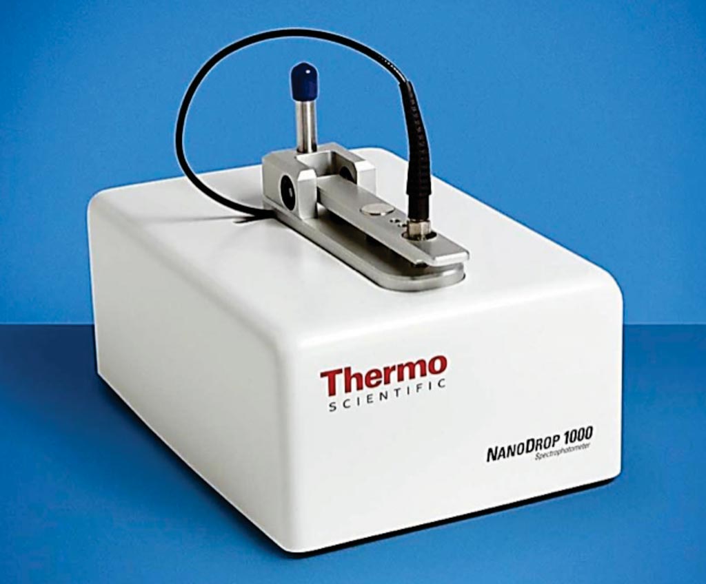 Image: The NanoDrop 1000 spectrophotometer used for quantification and purity assessment of RNA samples (Photo courtesy of Thermo Fisher Scientific).