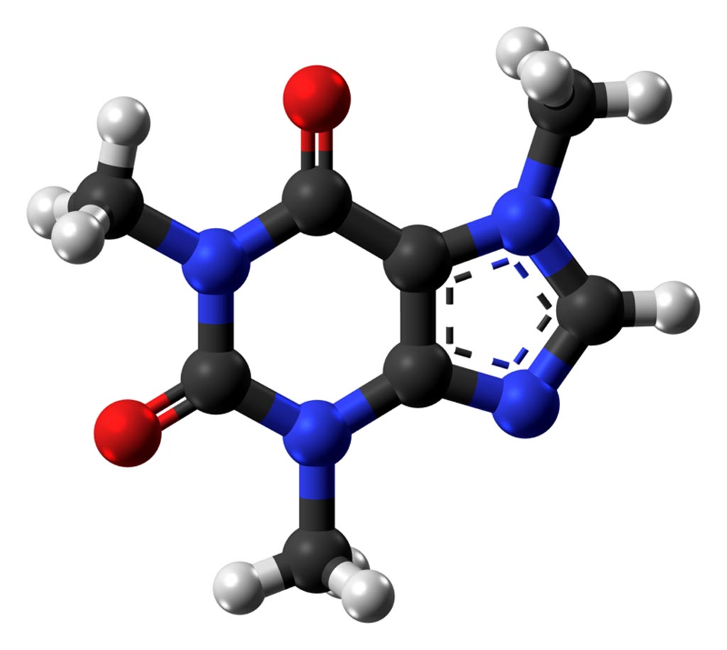 Image: A three-dimensional (3D) structure of caffeine (Photo courtesy of Wikimedia Commons).