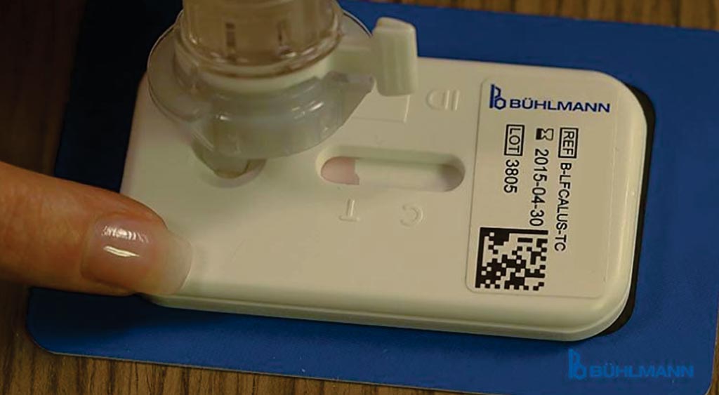 Image: Loading the IBDoc Calprotectin point of care test kit cassette (Photo courtesy of Calprotectin).