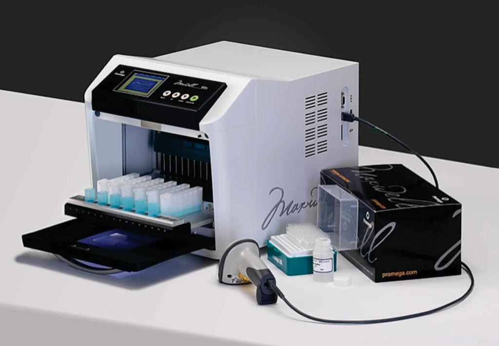 Image: The Maxwell 16 instrument used for genomic DNA isolation (Photo courtesy of Promega).