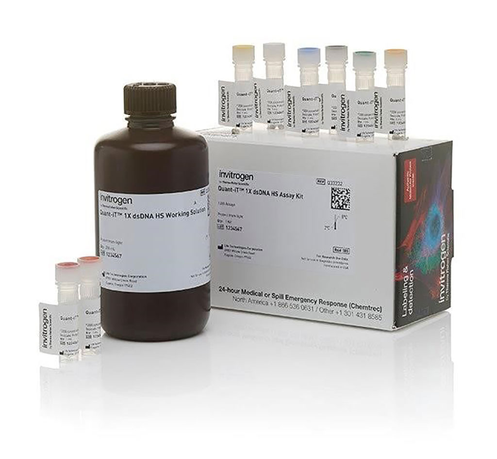The Quant-iT 1X dsDNA HS (High-Sensitivity) Assay Kit is designed to make DNA quantitation easy and accurate. The assay is highly selective for double-stranded DNA (dsDNA) over RNA (Photo courtesy of Thermo Fisher Scientific)