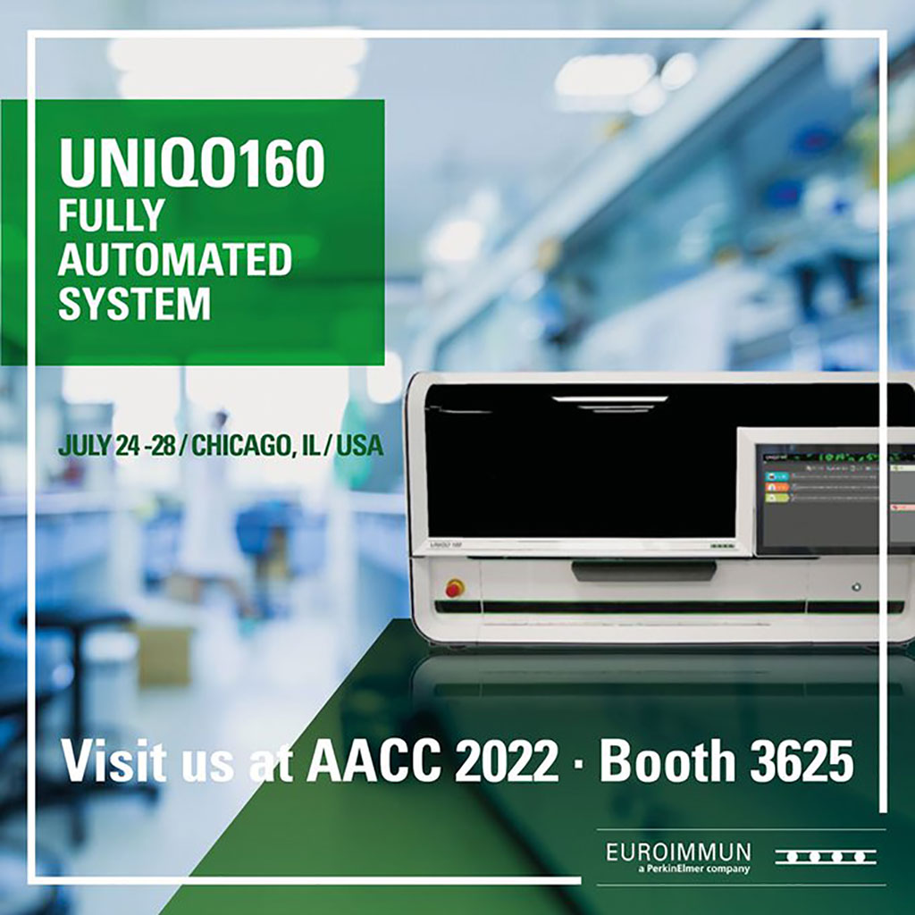 Image: The new UNIQO 160 fully automated IIFT system was unveiled at AACC 2022 (Photo courtesy of EUROIMMUN)