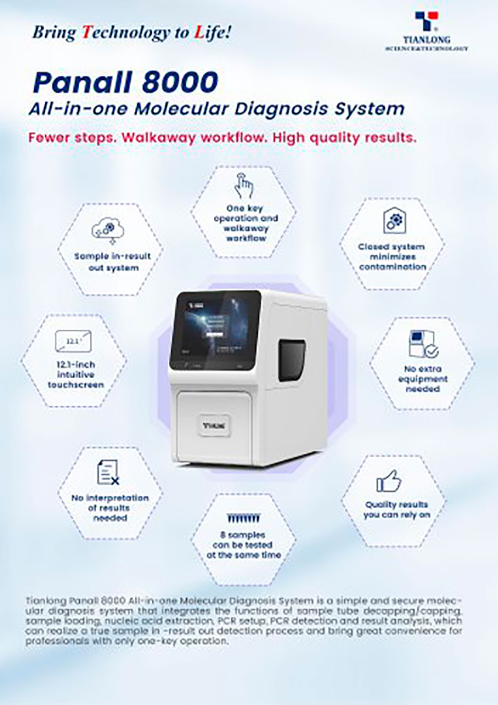 Image: The Panall 8000 molecular diagnostic system will be launched in the first quarter of 2023 (Photo courtesy of Tianlong)