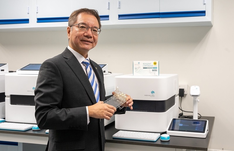 Image: The automated multiplex diagnostics system developed by HKBU Professor Terence Lau detects 42 respiratory pathogens in less than 1.5 hours (Photo courtesy of HKBU)