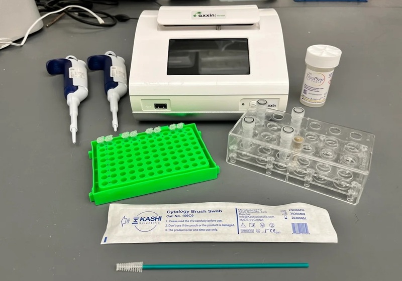Image: Materials used to run the HPV LAMP assay (Photo courtesy of Rice University)