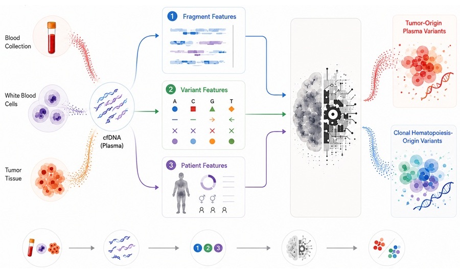 Image: Development of an artificial intelligence method to accurately characterize mutations in liquid biopsies (Image Credit: Valsamo Anagnostou/ChatGPT)