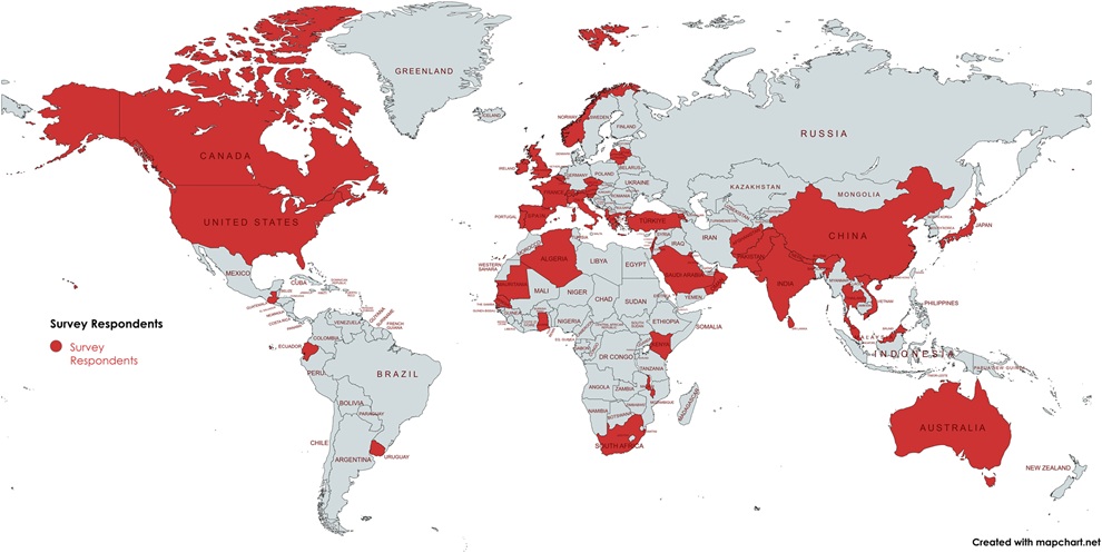 Image: Laboratory specialists and clinicians from 48 countries participated in this survey. Countries are indicated in red. (Omosule, Catherine L., Lang, Tim, Geaghan, Sharon M., et al. Mapping pediatric cardiac troponin testing worldwide: results from the IFCC survey on emerging applications, standardization needs and access. Chemistry and Laboratory Medicine (CCLM), 2026. https://doi.org/10.1515/cclm-2026-0711)