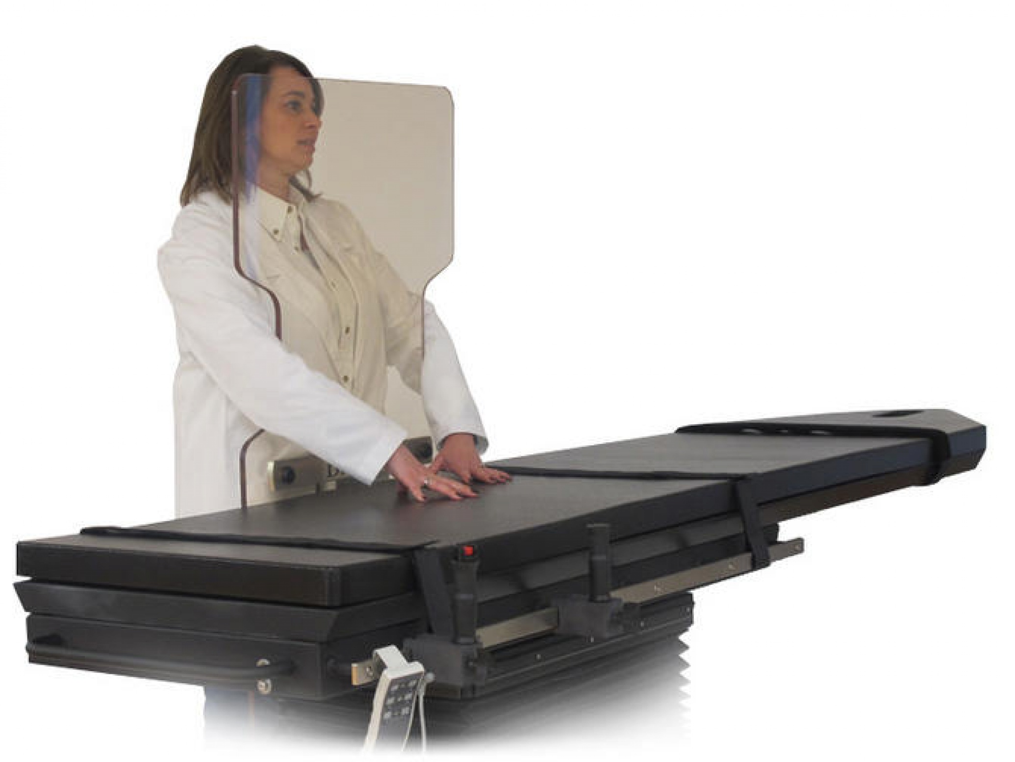The Biodex C-Arm 840 table and Clear-Lead Personal Mobile Barrier